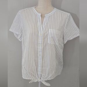 J. Crew White and Blue Striped Button Down Shirt